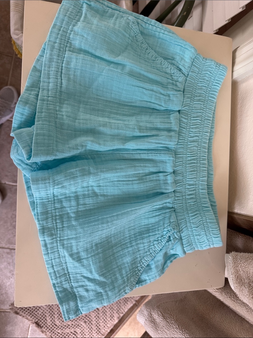 Roxy Aqua Blue High-Waist Elastic Knit Shorts